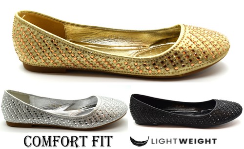 Womens flat glitter pump - flat, slip