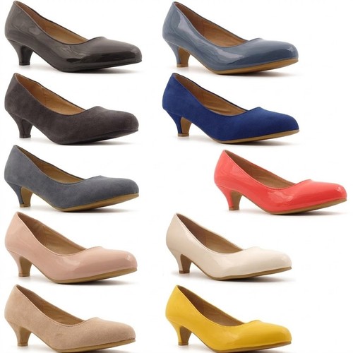 Ladies kitten heel pumps court - ladies,
