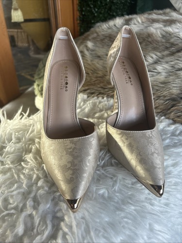 Gold satin heels - satin,