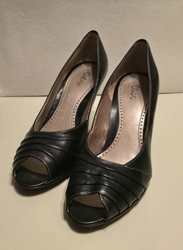 Gabor black leather peep toe - gabor,