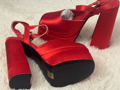 Red satin shoes women size - , 7