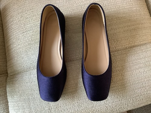 Ladies navy blue flat - flat, shoes