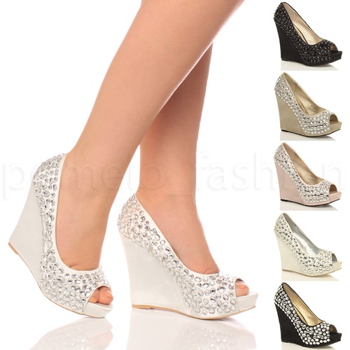 Womens wedding platform wedge - womens,
