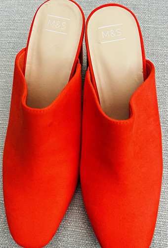 Orange block heel mules - m&s,