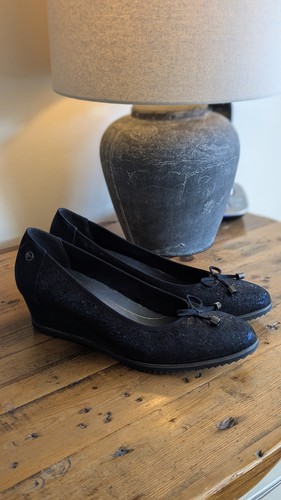 Ladies navy leather shoes - leather,