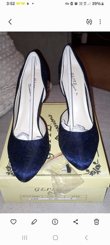 Glitz navy lace satin - navy,