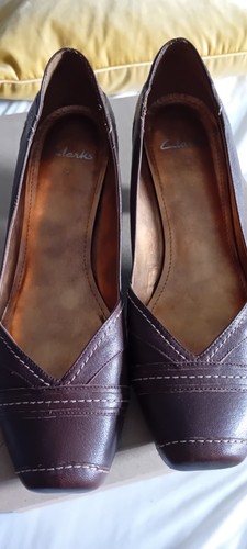 Clarks brown court shoe - shoe, size