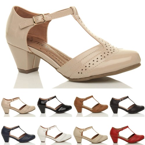 Womens ladies mid block heel - block,