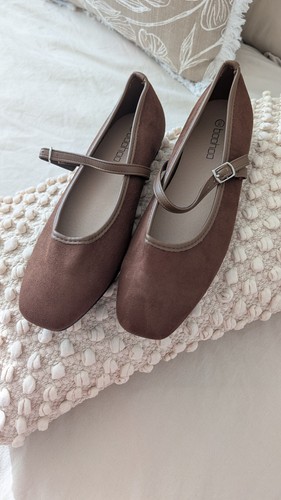 Brown faux suede - faux, mary