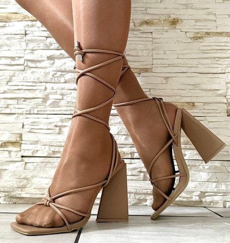 Womens tan strappy lace - strappy, up